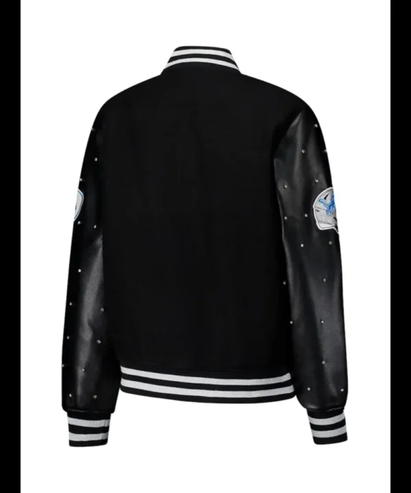 The Wild Collective Detroit Lions Black Sparkle Varsity Jacket