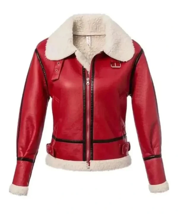 Christmas Womens Red Leather Jacket