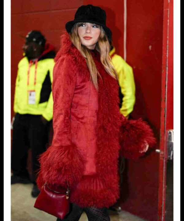 Taylor Swift Chiefs Game Red Fur Coat