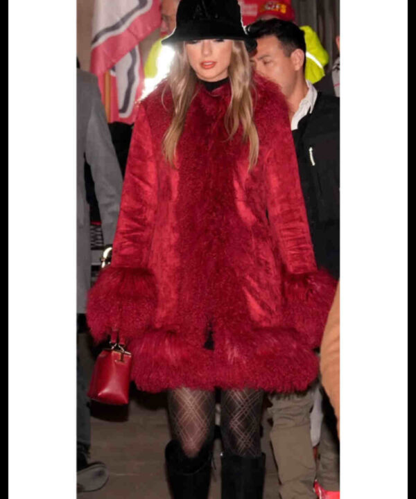 Taylor Swift Chiefs Game Red Fur Coat