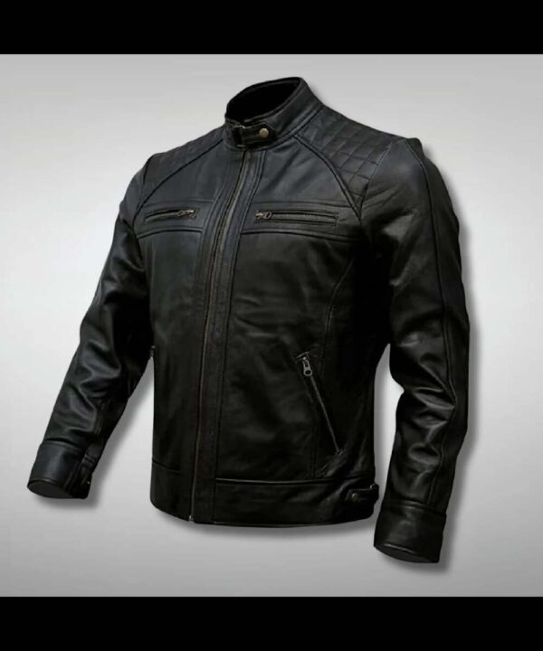 Men's Cafe Racer Black Quilted Biker Jacket