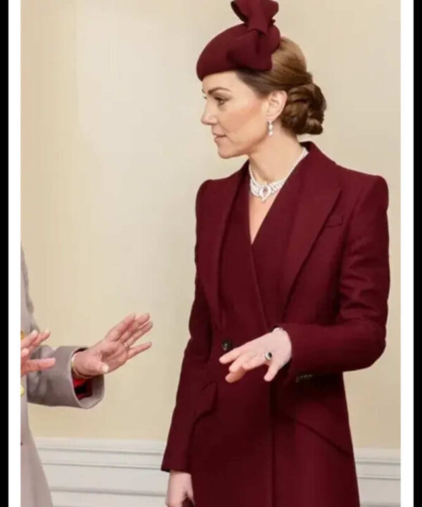 Kate Middleton Alexander McQueen Long Burgundy Coat