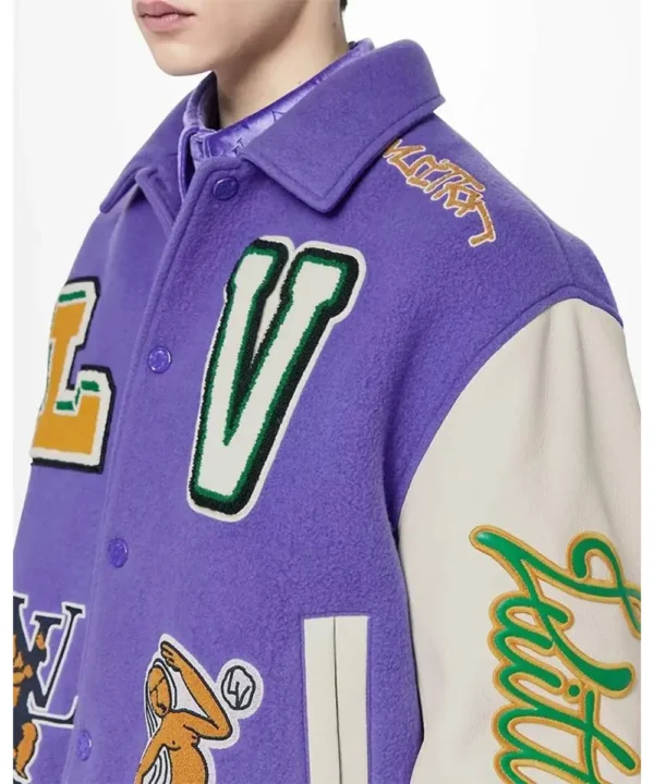 Louis Vuitton Purple And White Varsity Jacket