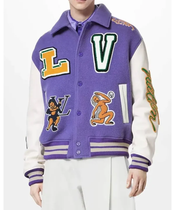 Louis Vuitton Purple And White Varsity Jacket