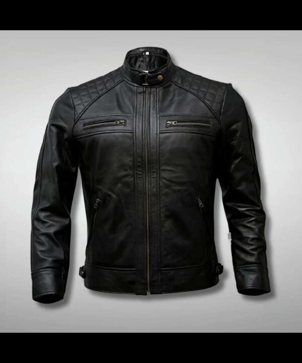 Men's Cafe Racer Black Quilted Biker Jacket