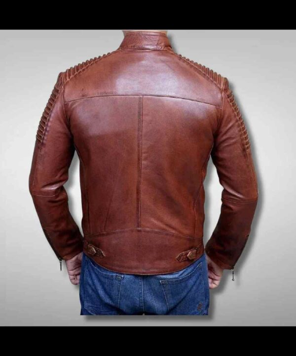 Men's Cafe Racer Leather Brown Biker Jacket