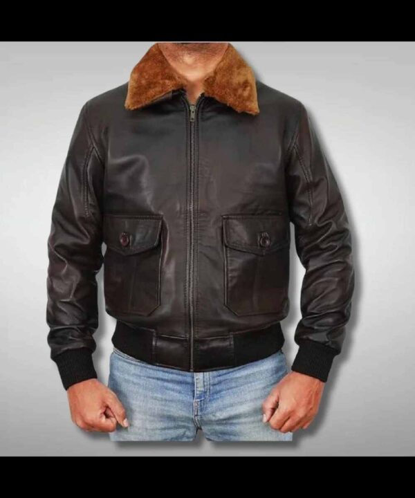 Men's A2 RAF Aviator Flight Faux Shearling Bomber Jacket