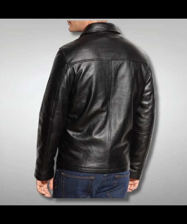 Mens Cafe Racer Motorcycle Black Leather Jacket