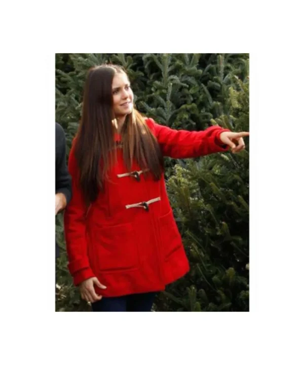 Nina Dobrev Christmas Red Jacket