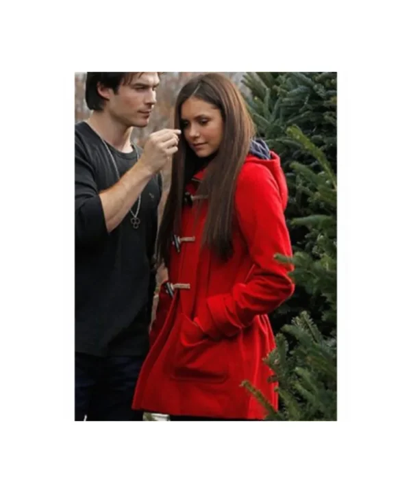 Nina Dobrev Christmas Red Jacket