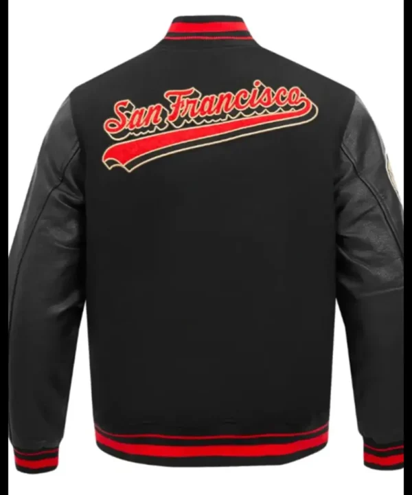 San Francisco 49ers Script Tail Classic Black Varsity Jacket