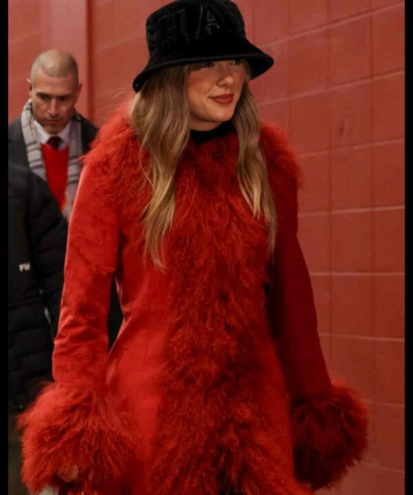 Taylor Swift Chiefs Game Red Fur Coat