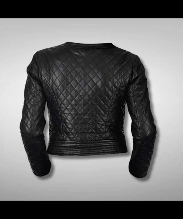 Womens Black Slim Fit Diamond Quilted Jacket