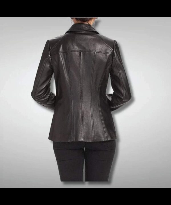 Women's Slim-Fit Fashion Coat Style Black Leather Jacket