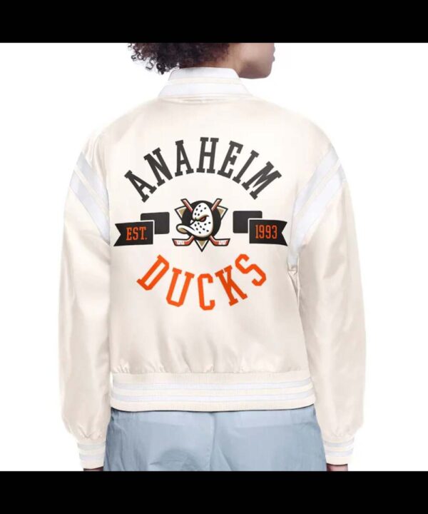 Anaheim Ducks Printed Logo Varsity Satin Jacket