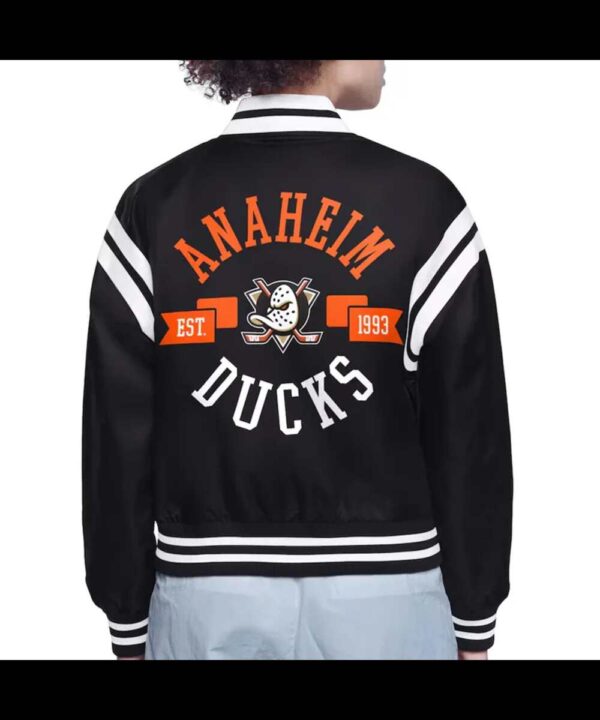 Anaheim Ducks Printed Logo Varsity Satin Jacket