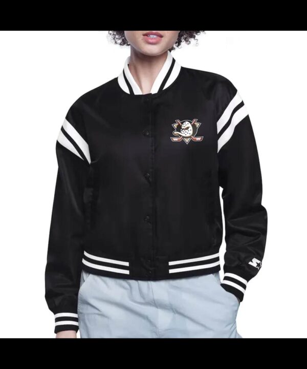 Anaheim Ducks Printed Logo Varsity Satin Jacket