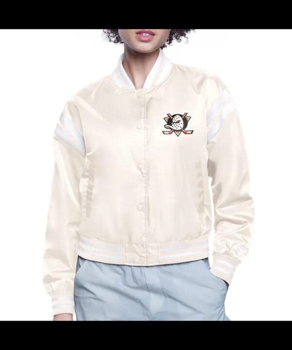 Anaheim Ducks Printed Logo Varsity Satin Jacket