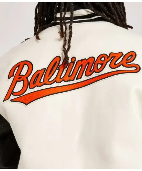 Baltimore Orioles Black and Off White Varsity Jacket