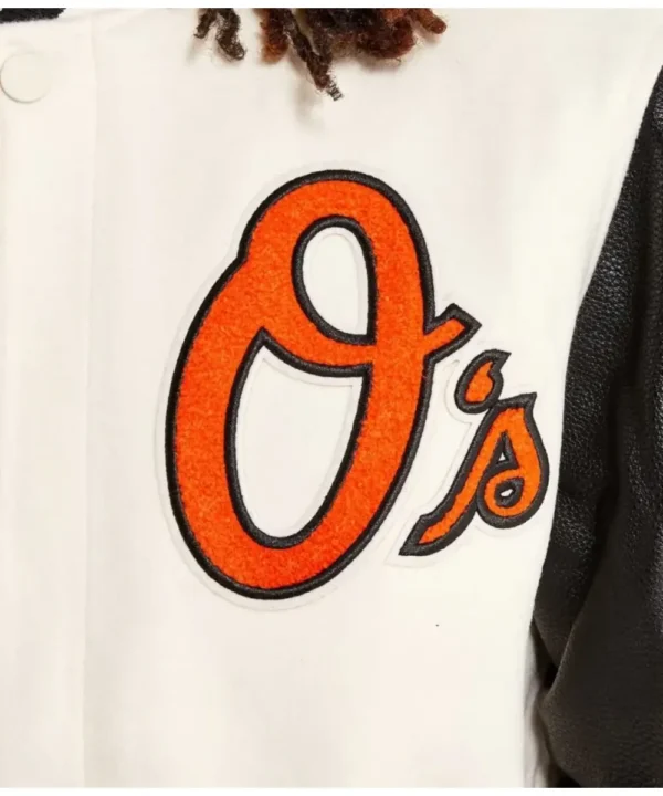 Baltimore Orioles Black and Off White Varsity Jacket