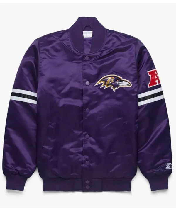 Starter Bomber Baltimore Ravens Purple Satin Jacket