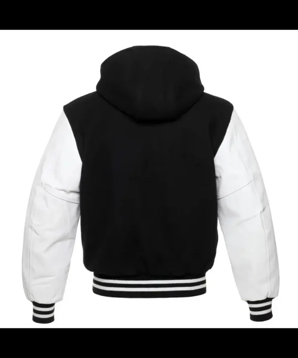 Black and White Hooded Varsity Jacket