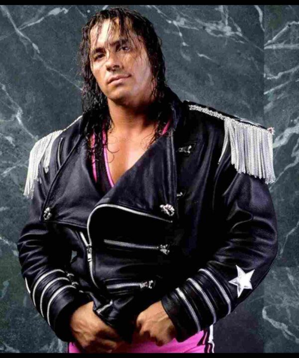 WWE Bret Hart The Hitman Zipper Leather Jacket
