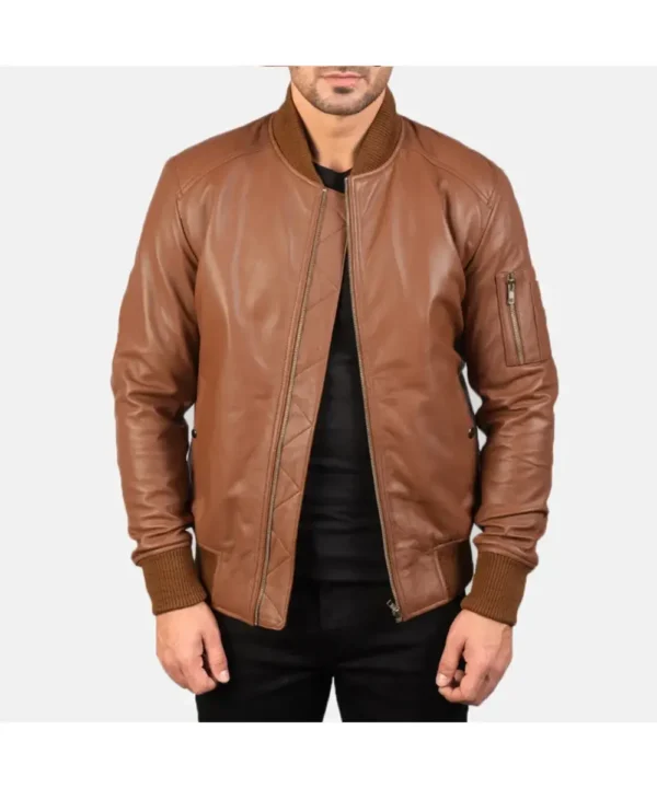 Bomber Black Leather MA-1 Jacket