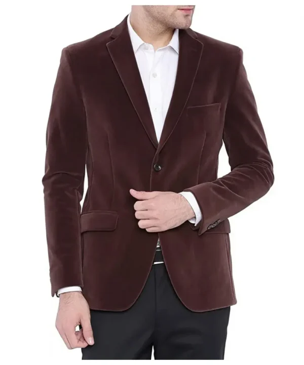 Men’s Two Button Brown Velvet Jacket