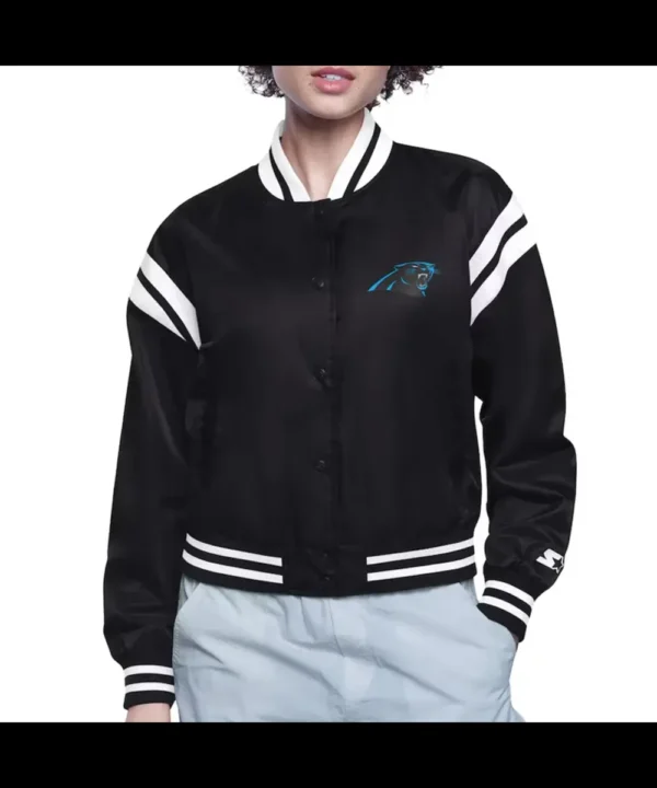 Carolina Panthers Printed Logo Varsity Satin Jacket