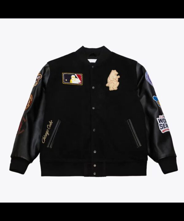 Chicago Cubs Black Out Vintage Logo Varsity Jacket