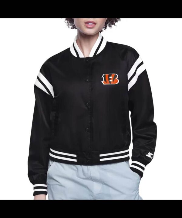 Cincinnati Bengals Printed Logo Varsity Satin Jacket