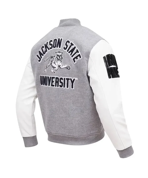 Classic Jackson State Tigers Varsity Gray and White Jacket