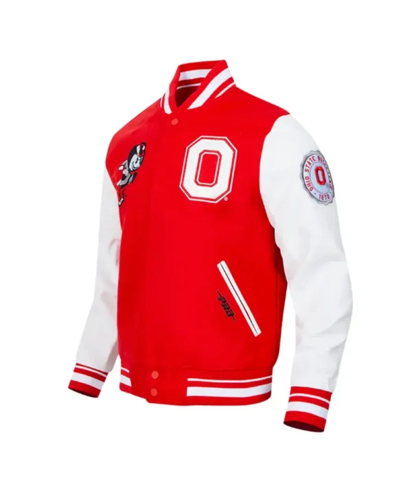 Classic Ohio State University Red and White Varsity Jacket