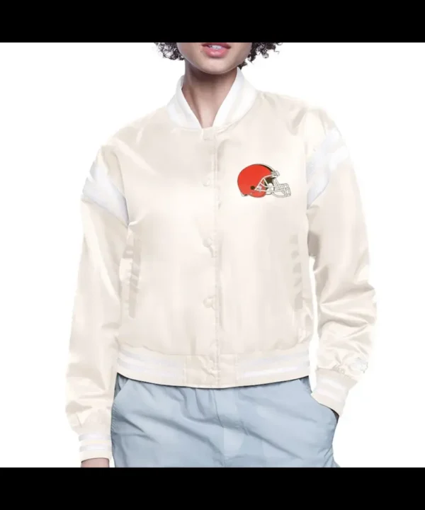 Cleveland Browns Printed Logo Varsity Satin Jacket