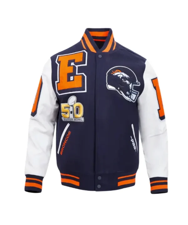 Denver Broncos Mashup Rib Varsity Wool/Leather Jacket