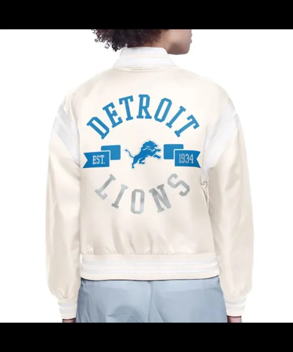 Detroit Lions Printed Logo Varsity Satin Jacket