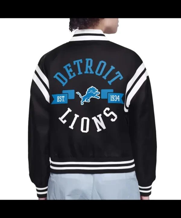 Detroit Lions Printed Logo Varsity Satin Jacket