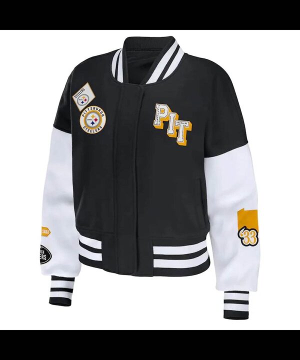 Varsity Pittsburgh Steelers Erin Andrews Black and White Jacket