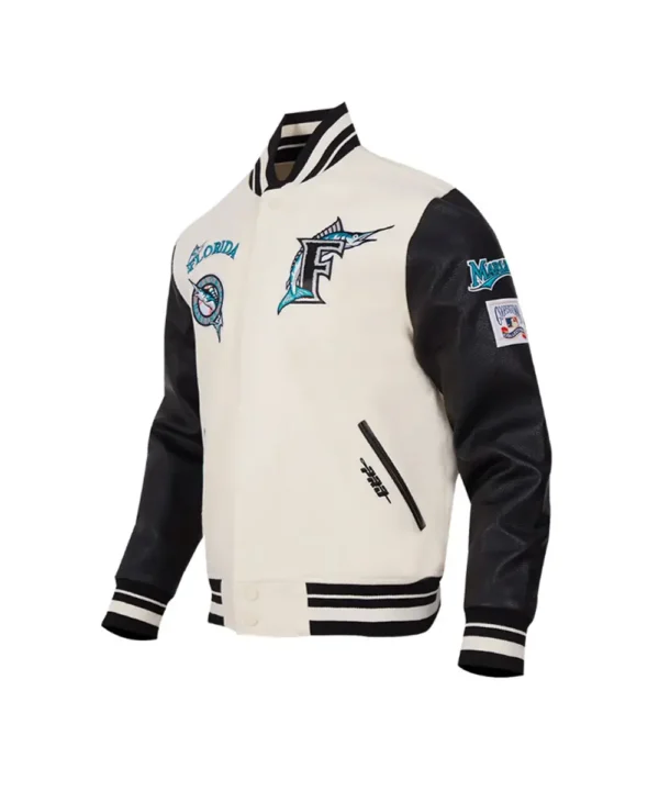 Florida Marlins Retro Classic Rib Black/Eggshell Varsity Jacket