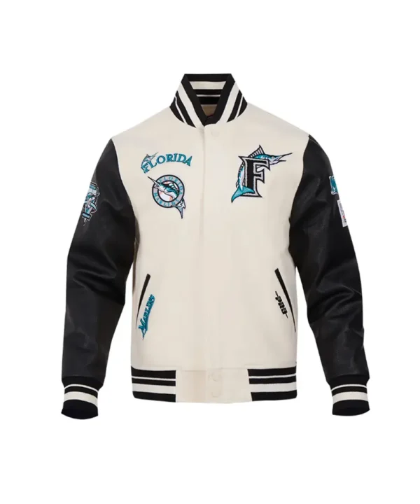 Florida Marlins Retro Classic Rib Black/Eggshell Varsity Jacket