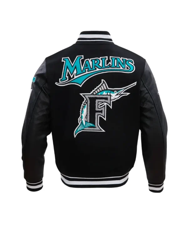 Florida Marlins Retro Classic Rib Black/Eggshell Varsity Jacket