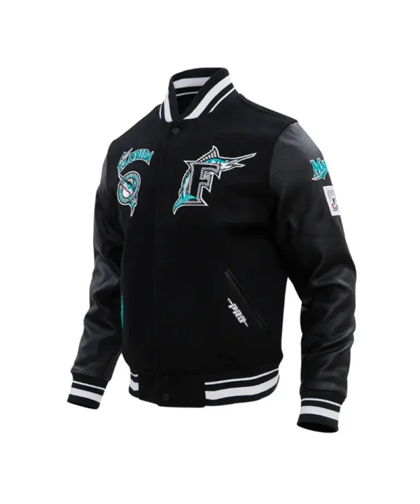 Florida Marlins Retro Classic Rib Black/Eggshell Varsity Jacket