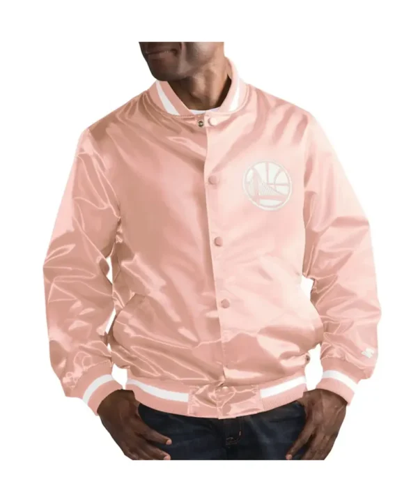 Golden State Warriors Pink Satin Jacket