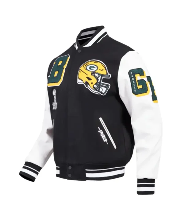 Green Bay Packers Mashup Rib Varsity Wool/Leather Jacket