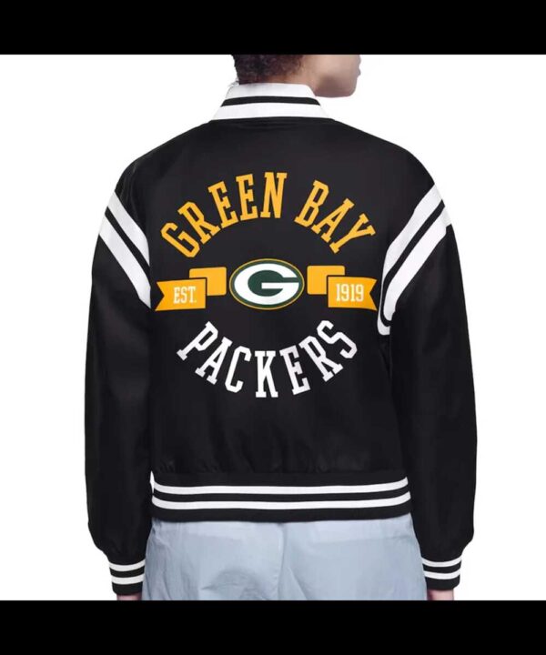 Green Bay Packers Printed Logo Varsity Satin Jacket