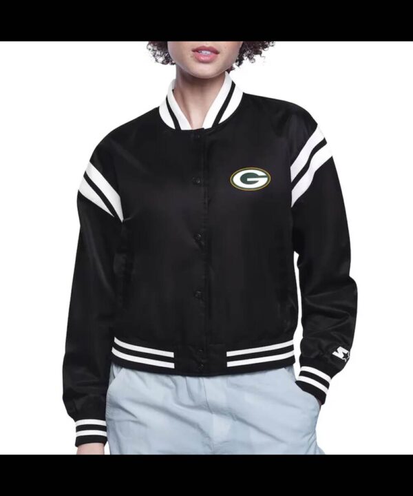 Green Bay Packers Printed Logo Varsity Satin Jacket