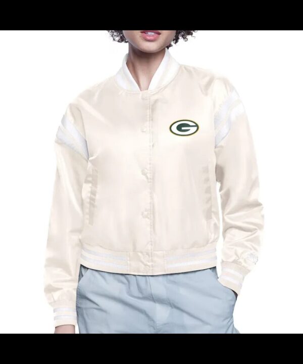 Green Bay Packers Printed Logo Varsity Satin Jacket