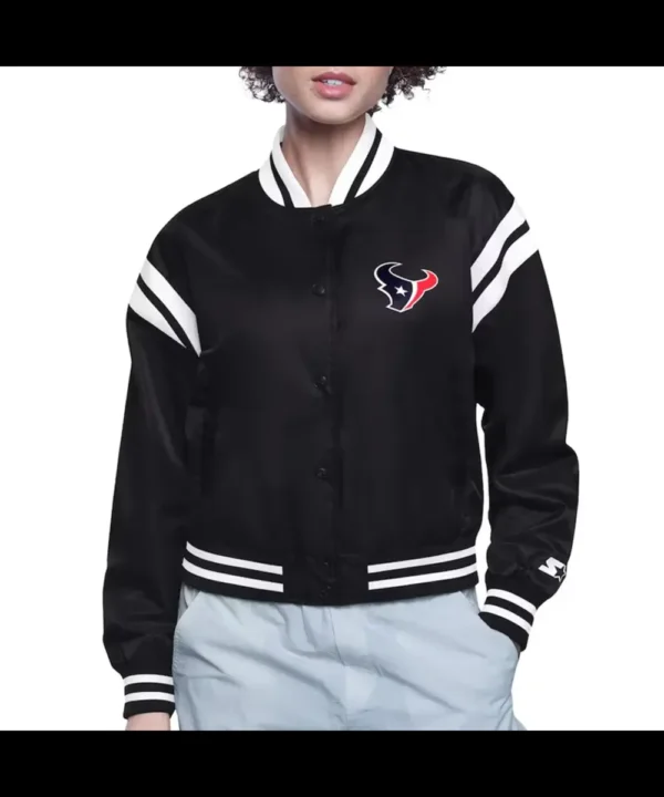 Houston Texans Printed Logo Varsity Satin Jacket