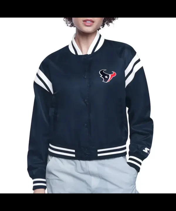 Houston Texans Printed Logo Varsity Satin Jacket